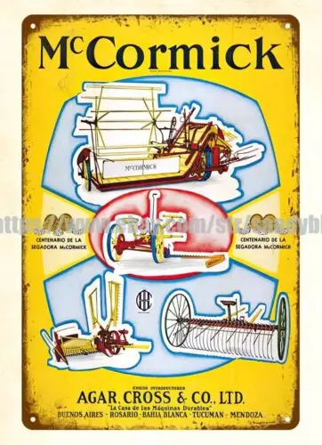 1930s McCormick harvester reaper IHC Spanish metal tin sign pop art home kitchen