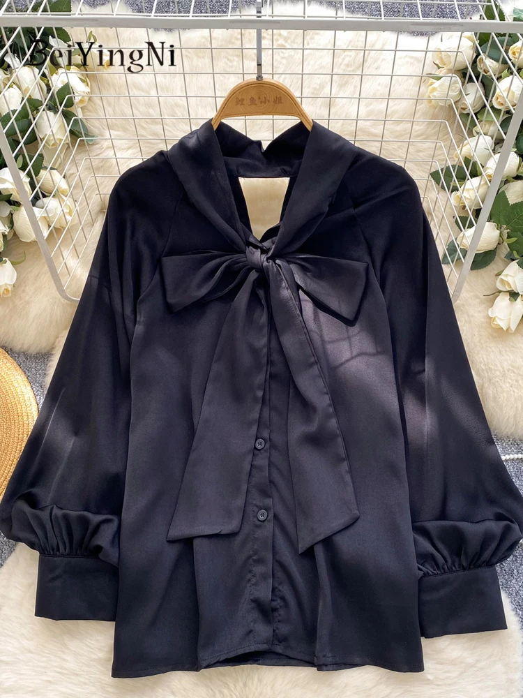 Beiyingni Volwassen Kantoor Dames Shirts Elegant Casual Volledige Mouw Knoppen Blusas voor Vrouwen Luipaard Print Losse Lace-up Tops 2025