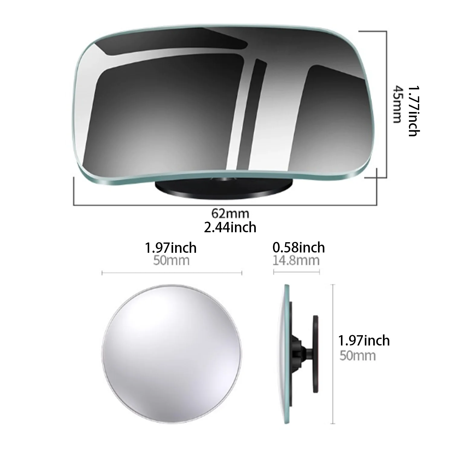 2pcs Car Rearview Mirror Auxiliary Blind Spot Wide Angle Mirror Adjustable Mirror Exit The Car Auxiliary Observation Accessory