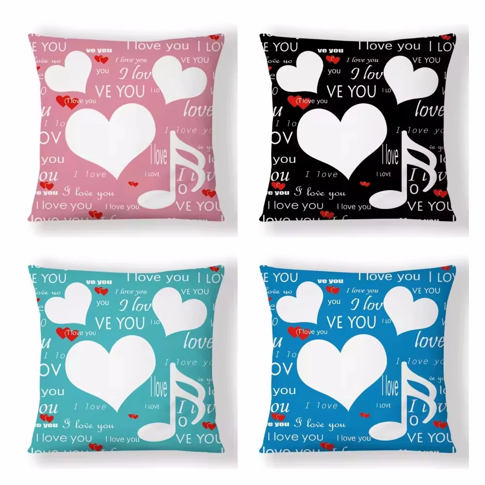 Thermal Sublimation LOVE Note Pattern Sofa Pillow Case I LOVE YOU Four-color Living Room Cushion Pillow Case Decoration