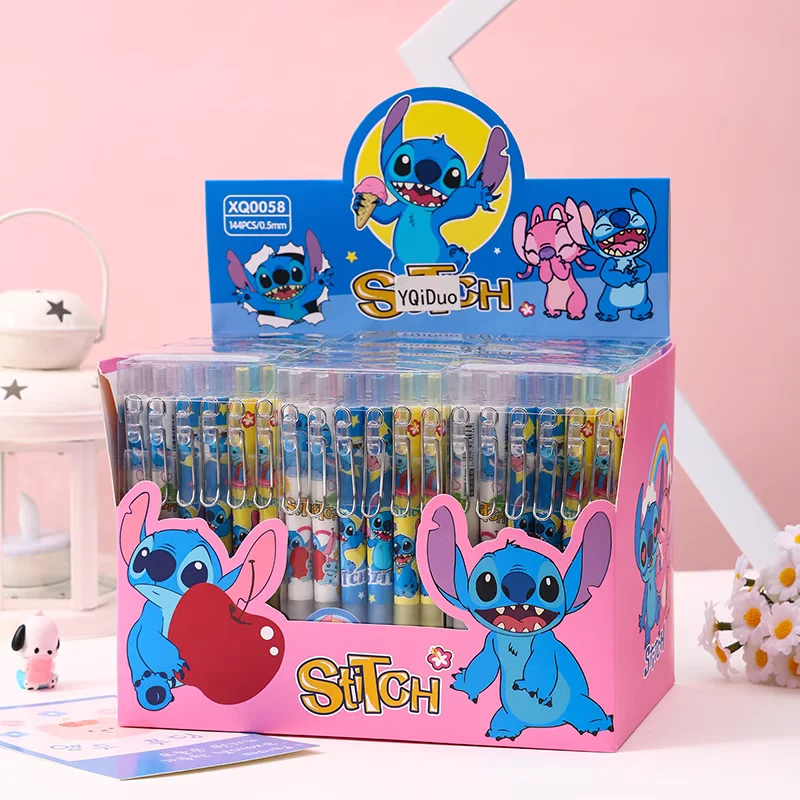 Disney 12 stücke Gel Stifte Cartoon Stich Neue Drücken Stift Schwarz Wasser Tinte 0,5mm Nette Unterschrift Stift Schreibwaren Student geburtstag Geschenk