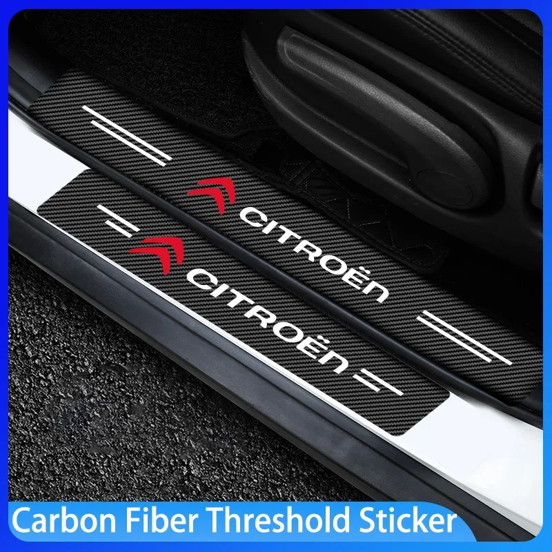 

4 шт. наклейка на порог из углеродного волокна для автомобилей, защитная наклейка на педаль для Citroen C1 C2 C3 C4 C5 C6 C5X E-C4 Cactus, аксессуары