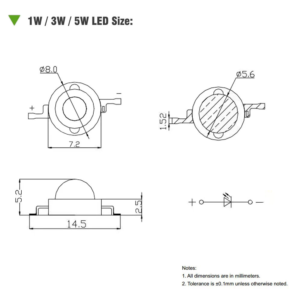 Imagem -03 - Contas de Lâmpada Led de Alta Potência 5w Cor Quente Branco Fresco Vermelho Azul Verde Amarelo Espectro Completo 660nm 440nm Adequado para Luz de Crescimento de Plantas Luz de Aquário 10 Pcs