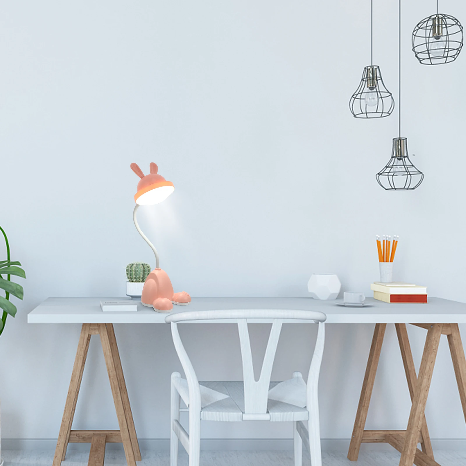 

Table Lamp Mobile Phone Holder Eye Caring Reading Light Dorm Decor Plastic Bedroom Lovely Desktop Lamp Studying Student Night