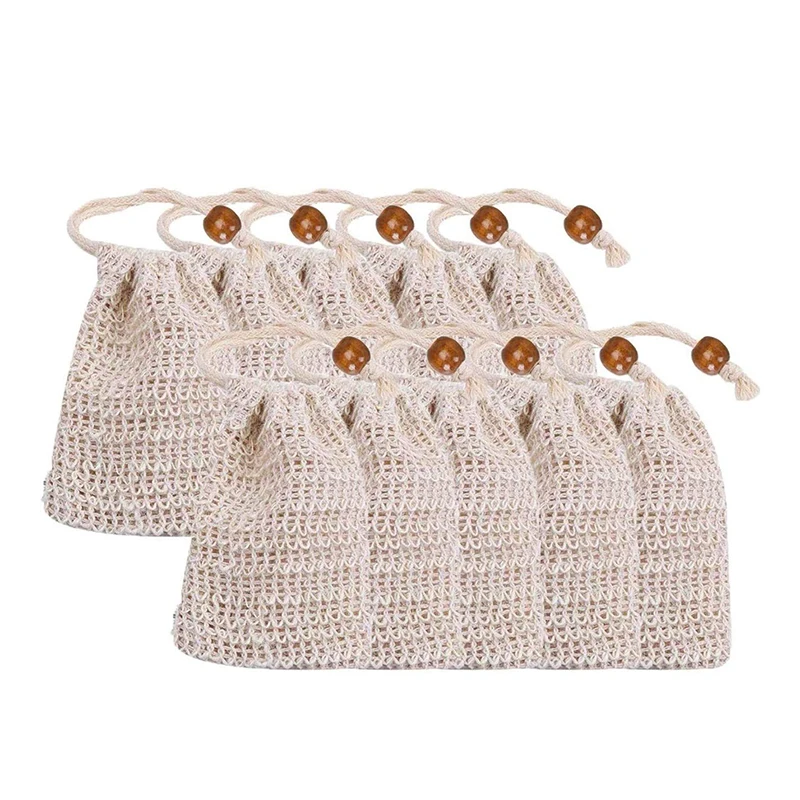 5-50 Stück Natürliche Sisal-Seifenbeutel für Dusche und Bad, Peeling-Seifensparer, Seifenhalter für Bad- und Duschgebrauch, Seifenverpackungs-Netzbeutel – Detail 11