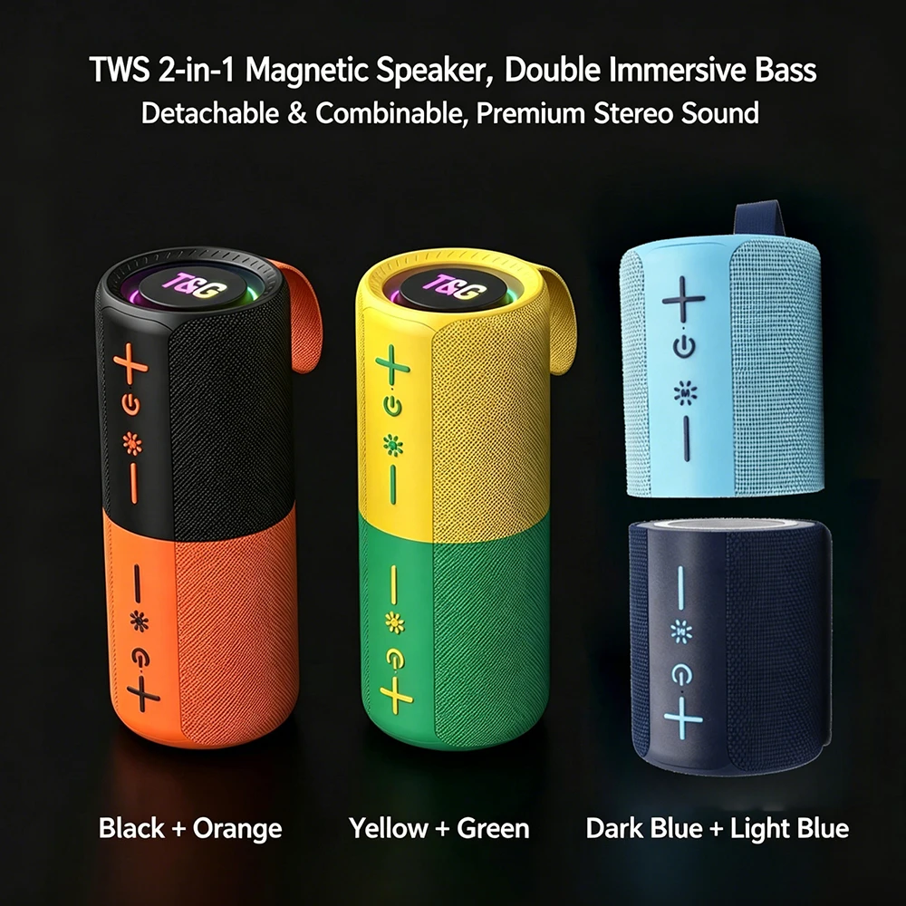New 2-in-1 wireless Bluetooth speaker TWS magnetic outdoor sound system with heavy bass and long battery life
