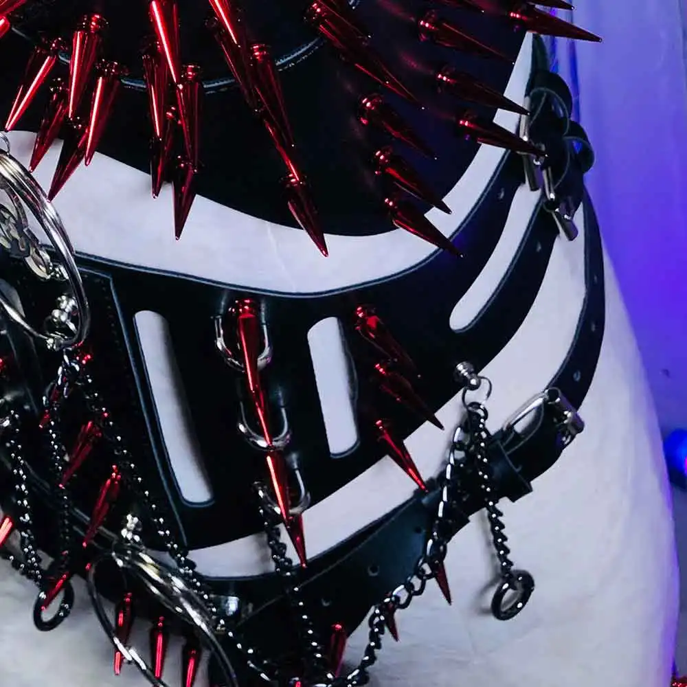 Gotico Y2K Halter Canotta TOP Cyber anni '90 Fai da te Eco PU Pelle Goth Catena Harajuku E-Girls Hip Hop Punk Rock Fatto a mano Emo Grunge