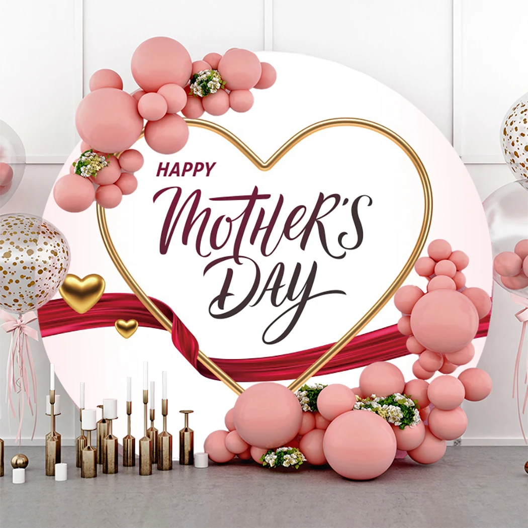 Mothers Day Round Backdrop Pink Flowers Mother's Day Party Bridal Shower Photo Background Props Birthday Party Decor Supplies