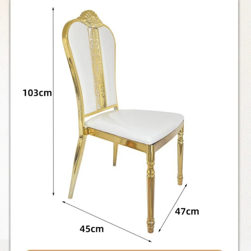 Banquet chair European stainless steel chair Spot hotel light luxury back chair Outdoor wedding electroplated gold soft bag chai