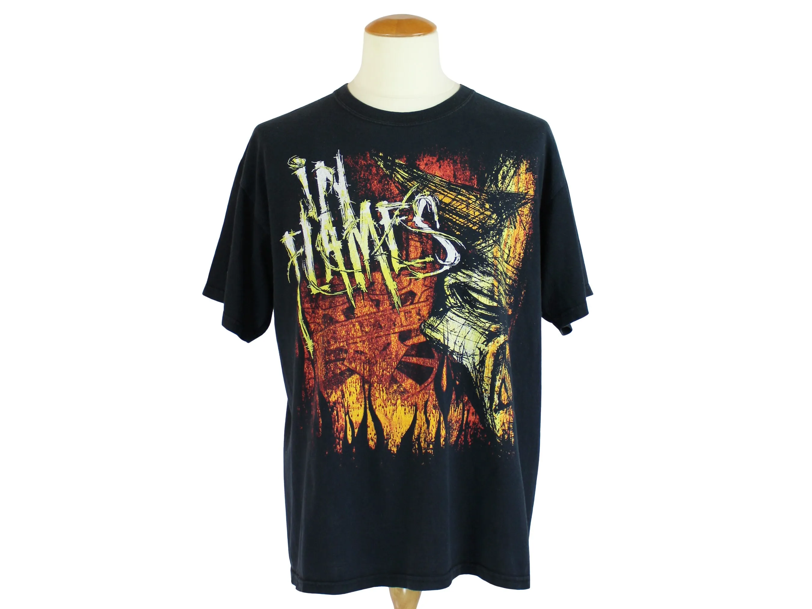 

Vintage Y2K In Flames Swedish Heavy Metal Band Official 2009 Tour Merchandise Amazing Dual Sided T Shirt Adult Size Large XL