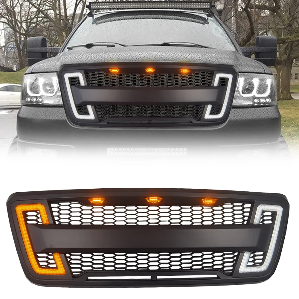 Spedking 2004-2008 accessories Raptor Style  Front Bumper Grille with LED turn light for ford f150