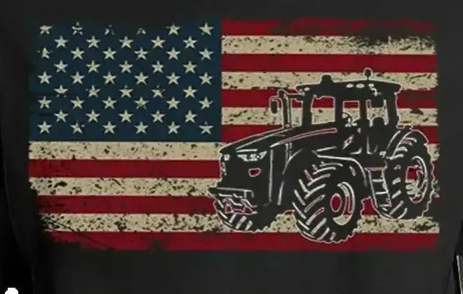 

America Flag Farm Tractors Patriotic Farmer Gift T-Shirt 100% Cotton O-Neck Summer Short Sleeve Casual Mens T-shirt Size S-3XL