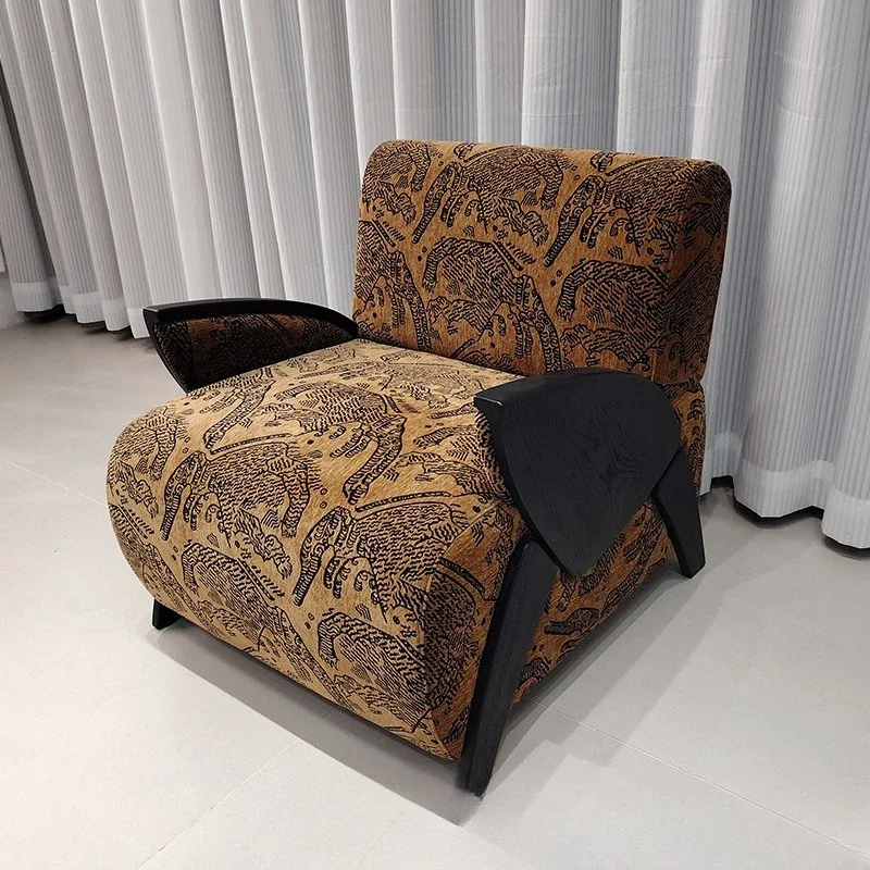

Leisure chair retro yellow sofa chair designer living room balcony antique style