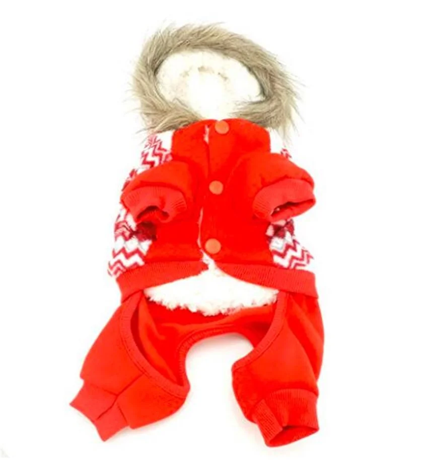 Red Snowflake Winter Pet Dog Warm Clothes For Small Dogs Puppy Clothing Jumpsuit Coat For Chihuahua Dog Jacket