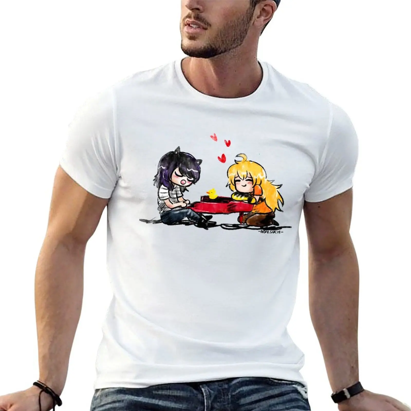 schlichtes Herrenhemd, lässige T-Shirts, Bumbleby – Herren-T-Shirt, Klavier-T-Shirt, Herren-Baumwoll-T-Shirt, 100 %