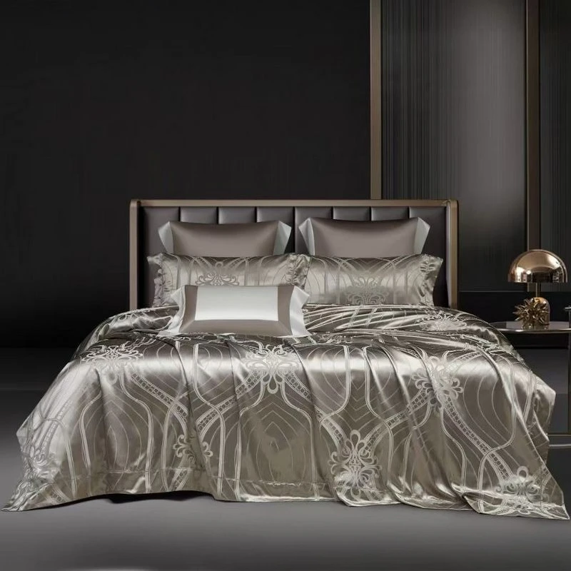 Embroidery four-piece bedding silk quilt cover Nordic style high-end luxury