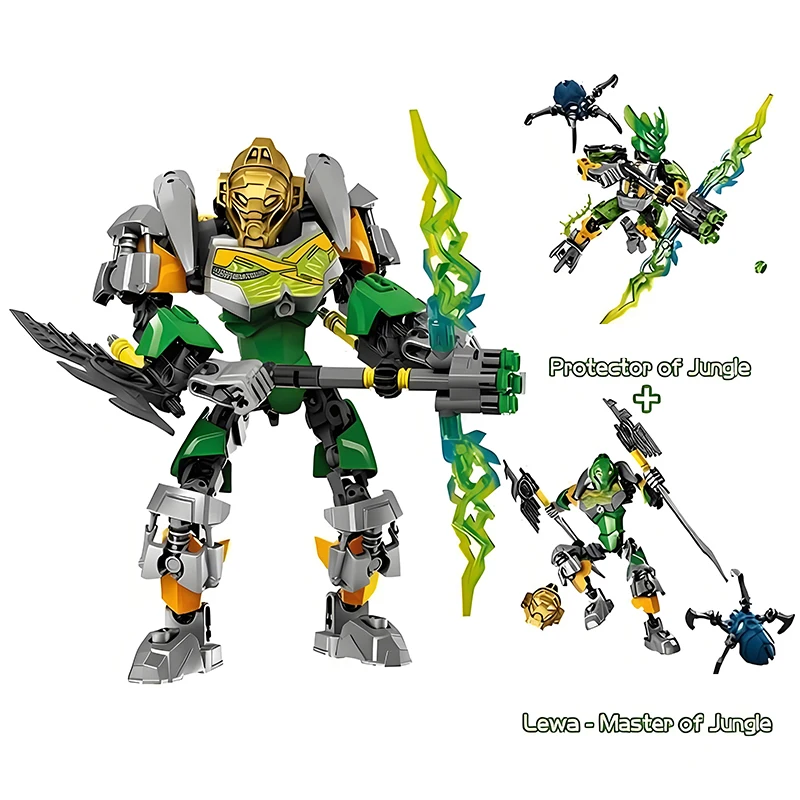 NEW Golden Mask Bionicle Building Block Anime Action Figures Soldier Robot Brick 2in1 Gali Lewa Tahu Protector Toys For Boy Gift view 5