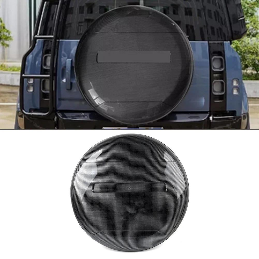 VPLEW0143 Rear Spare Tire Wheel Cover Cap 1pc For Land Rover Defender 2020-2023 2024 ABS Carbon Fiber + UK Letter