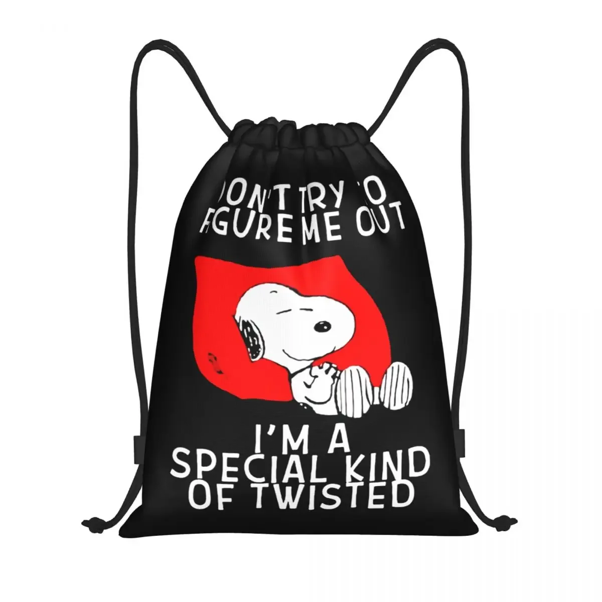 Custom S-Snoopys Dog Cartoon Drawstring Backpack Sports Gym Bag for Women Men Training Sackpack