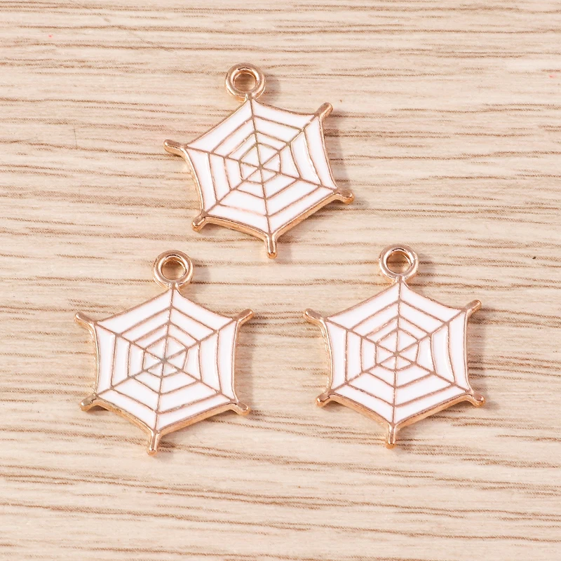 10 stücke niedlichen Emaille Halloween Spinnennetz Spinnennetz Charms Anhänger für Schmuck Herstellung Ohrringe Halskette Armband DIY Handwerk liefert – Detail 4