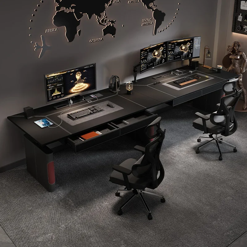 

Black Designer Modern Office Desks Drawers Height Adjustable Black Electric Computer Desks Gaming Home Escritorio Furniture