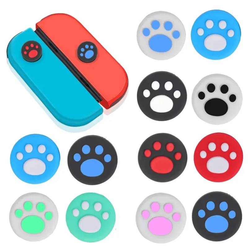 1/3 pares de tapas de agarre para pulgar, Protector de Joystick para consola de juegos para controlador Switch/Switch Lite, cubierta de pata de gato de silicona suave