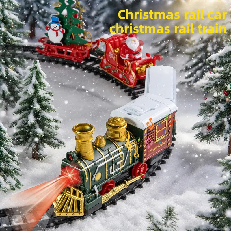 Christmas Electric Track Train Classic Vintage Train Model Puzzle Train Track Toy