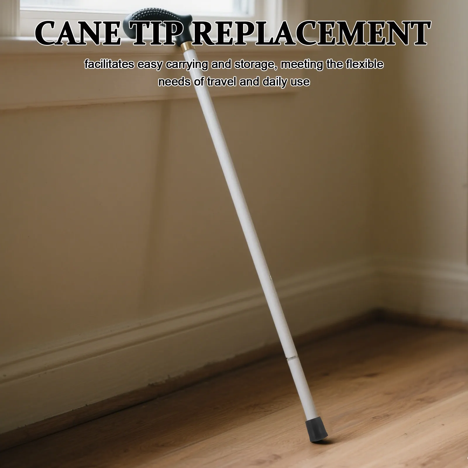 Walking Cane Tip Replacement Rubber for Blind Persons Sensitive Terrain Feedback Light Easy Grip Crutch Cane Feet Cap Mobility
