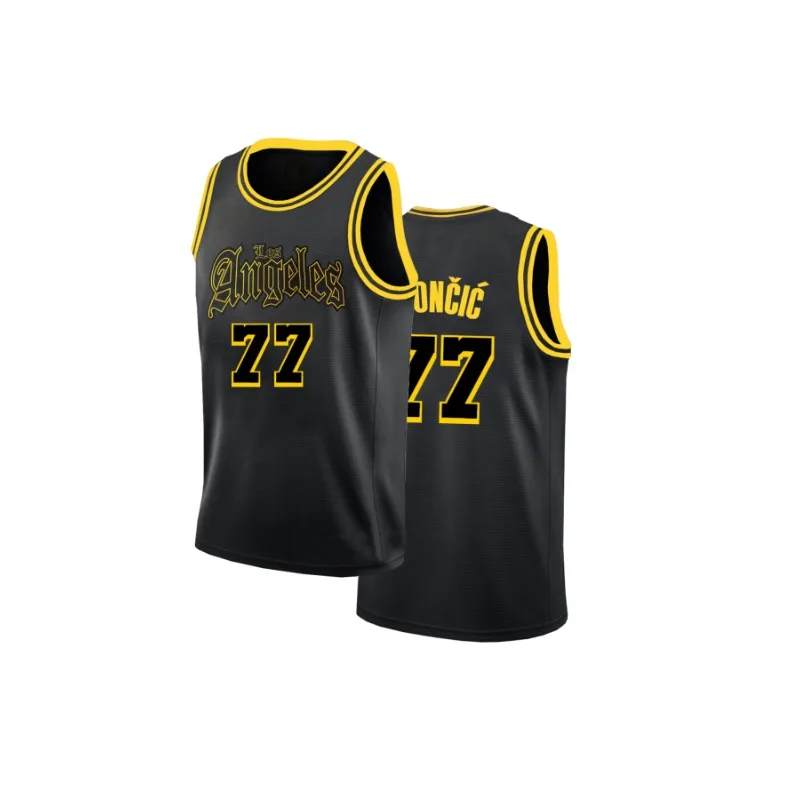 New Men's Basketball Jersey Los Angeles #77 Embroidered Sports Training Sleeveless Vest Quick-Dry Loose Adults Tops Clothing