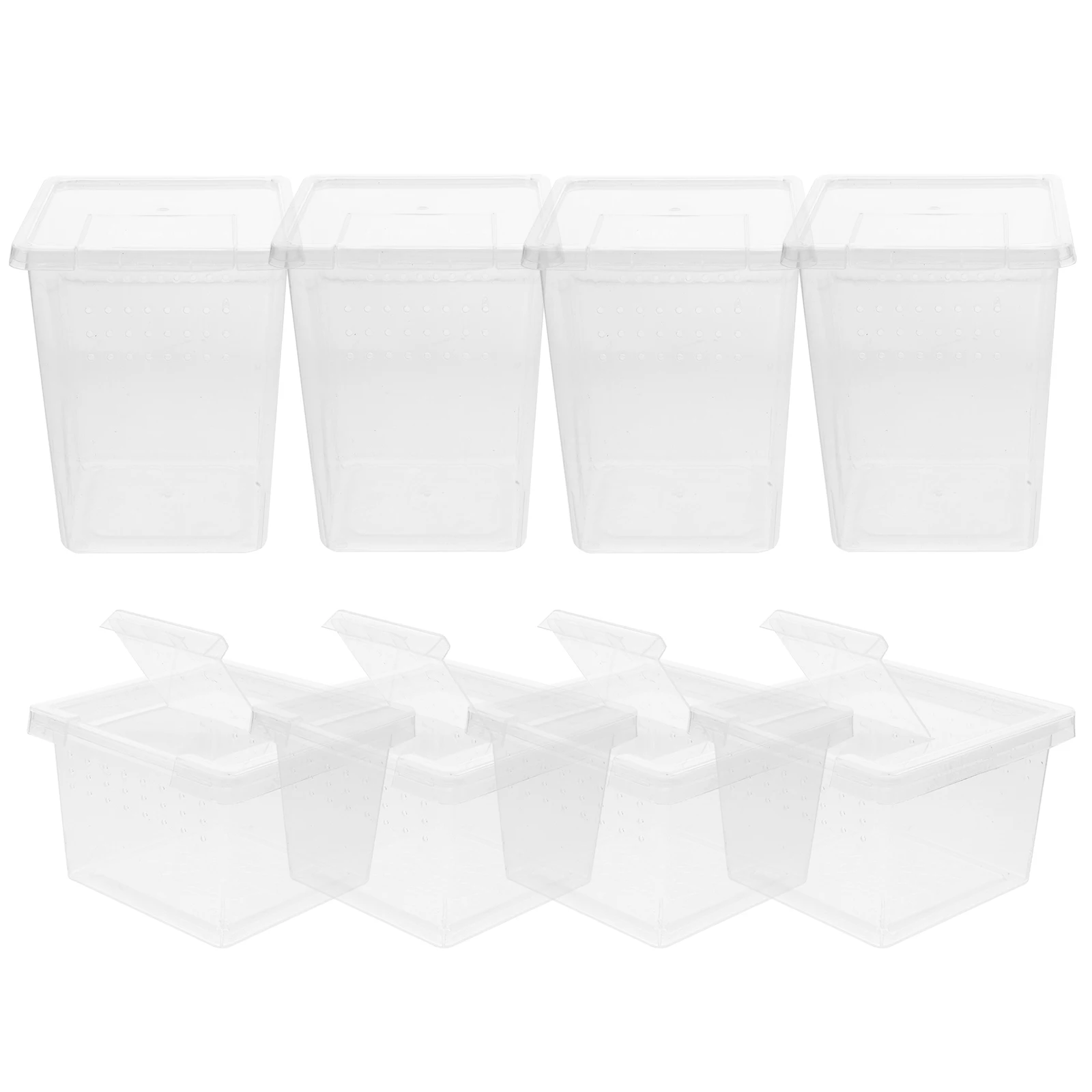 8 قطعة الحيوانات الأليفة العنكبوت الموئل شفافة الزواحف الضميمة التهوية خزان التغذية للكريكيت الثعابين الناسك كراب المحمولة #3