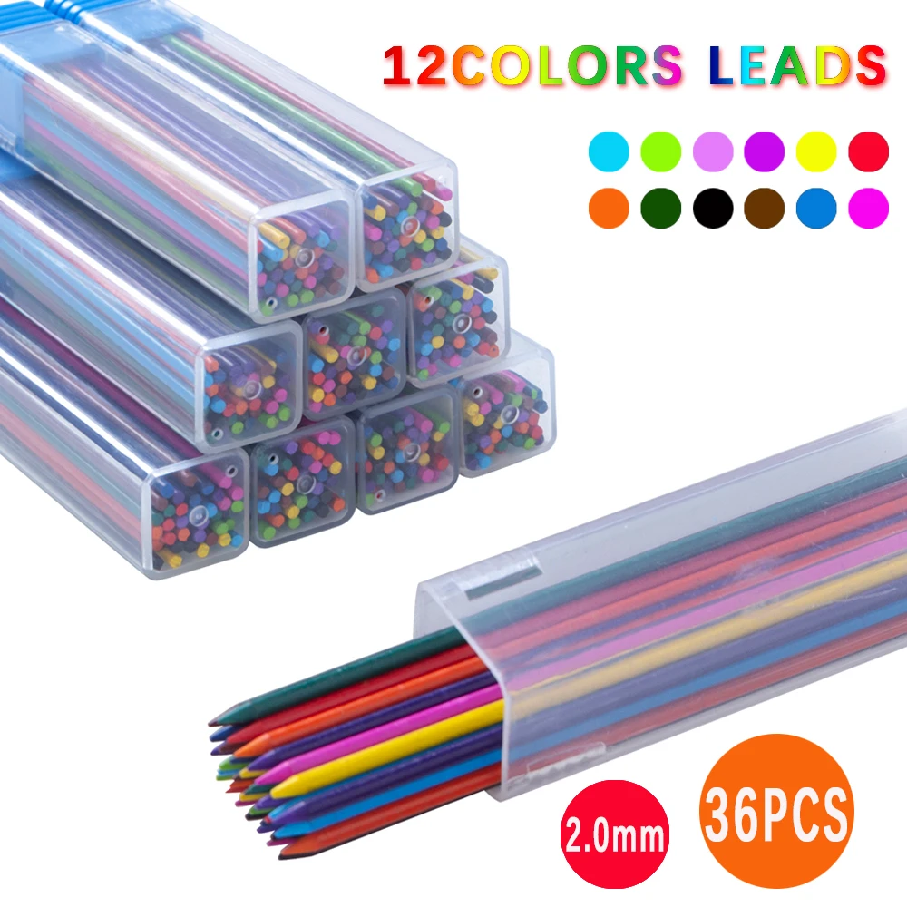 1Box Black Blue Red 2.0mm Woodworking Automatic Pencil Replaceable Lead Mechanical Pencil Marking Architectural Accessory