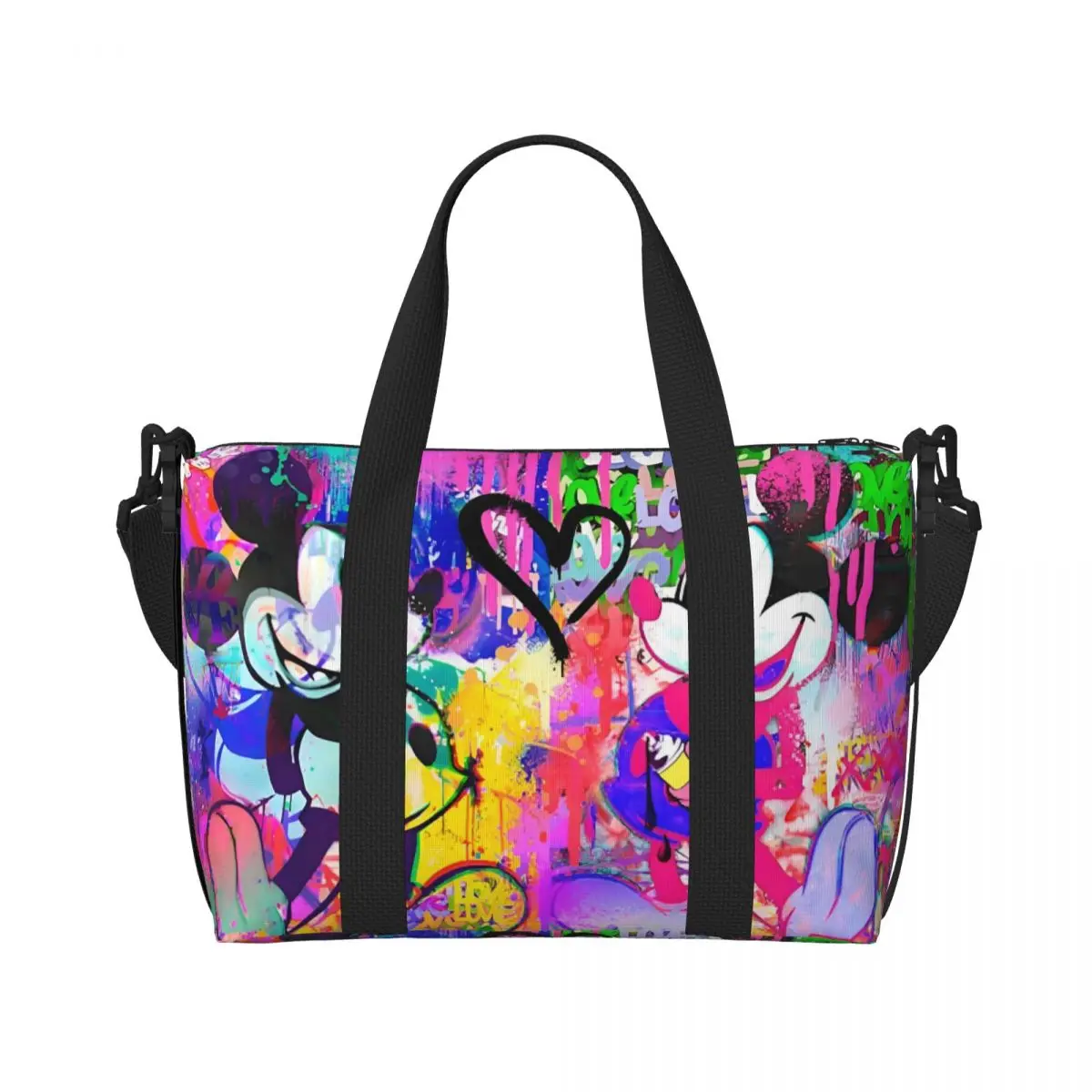 Custom Graffiti Minine Mouse Tote Bag Women Big Capacity Classic Cartoon Movie Beach Gym Travel Bags