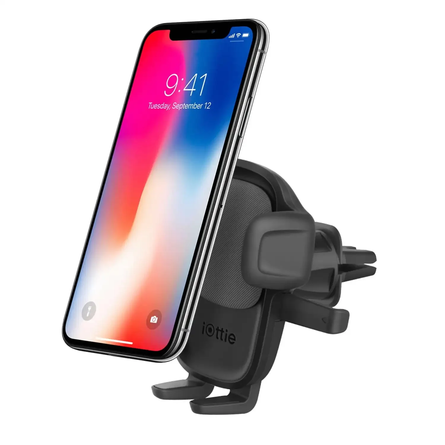 

Air vent car mount and universal phone holder, one-handed operation, universal compatibility, magnetic cable organizer