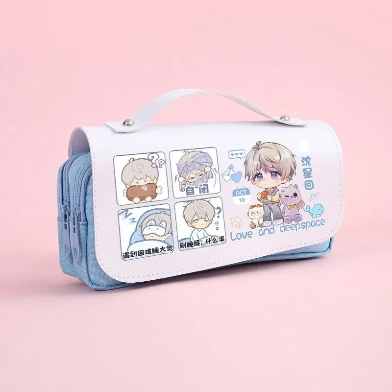 Gra Anime Love and Deepspace Cosplay Rafayel Zayne Xavier Oxford Cloth Student PU Leather Flip Pen Bag Pencil Case Stationery