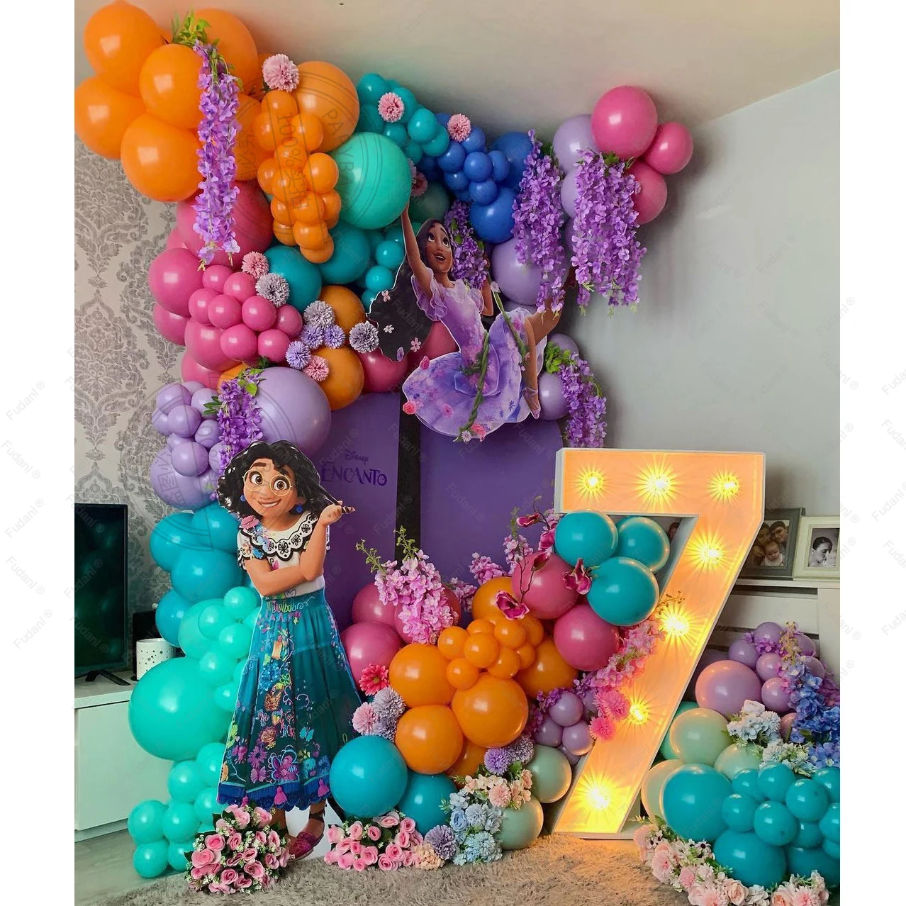 Disney Encanto Mirabel Theme Kids Birthday Balloons Garland Arch Kit Party Decors 32\'\' Number Foil Balloon 1-9 Kids Gift Supply