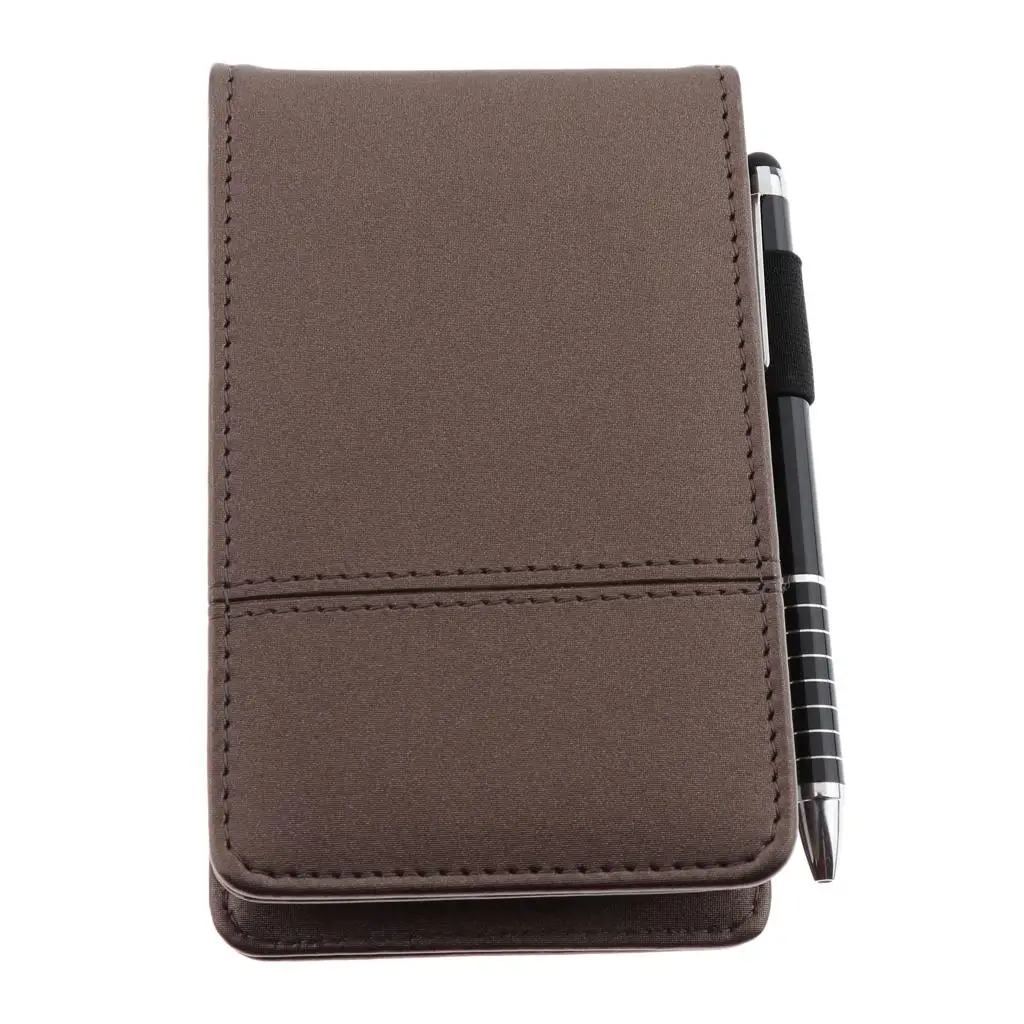 A7 Wide Thick Classic Notebook with Pen Loop, Faux Leather Hard Cover, 30 Sheets