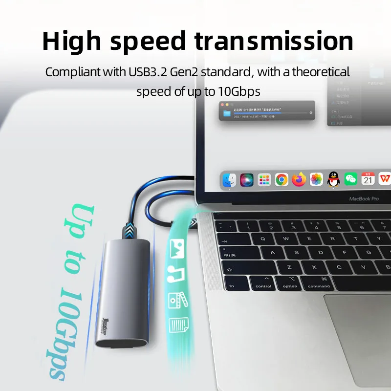 CoolFish M2 SSD Case NVMe Protocol Up To 10Gbps M.2 to USB Type C 3.2 Gen 2 Portable NVMe External Enclosure SSD Box