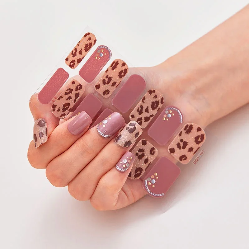 Semi Cured Gel Nail Stickers Long-lasting Cream Nail Strips Patch Slider UV Need Gel Decals Nail Sticker Decoration