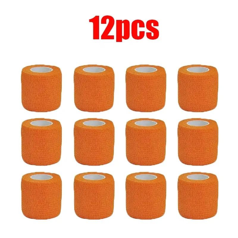 1/15pcs Orange Gauze Motion Bandage Self-adhesive Breathable Elastic Bandages for Sports Fixing Finger Wrist Leg