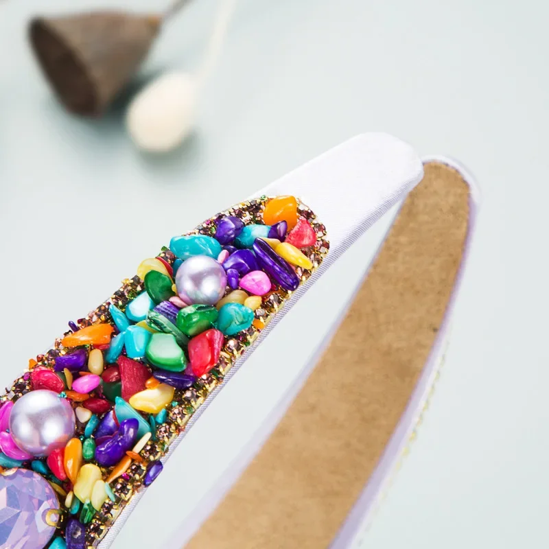 헤드 밴드 헤어 액세서리 유럽과 미국의 패션 바로크 머리 고리 다이아몬드가 가득한 복고풍 와이드 에지 캔디 컬러 머리띠