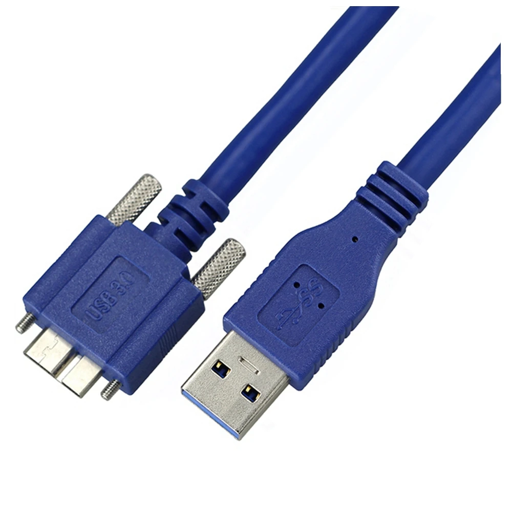 5Gbps Micro B USB 3.0 kabel Micro B przewód ze złączem mocowanie panelu śruba blokująca zapobiega odpadaniu 0.6m 1m 1.8m 3m