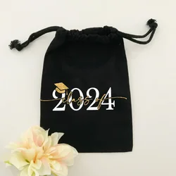 5pcs Congrats Grad Class of 2024 black gift bags preschool kindergarten High School college Graduate party Graduation decoration