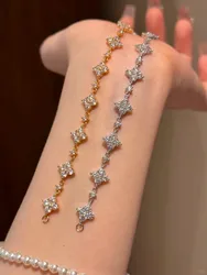 Foydjew Fashion Exquisite 8 Flower Design White Zircon Bracelets Chain Women's Silver/Gold Color Hand Accessories 2024 New Trend
