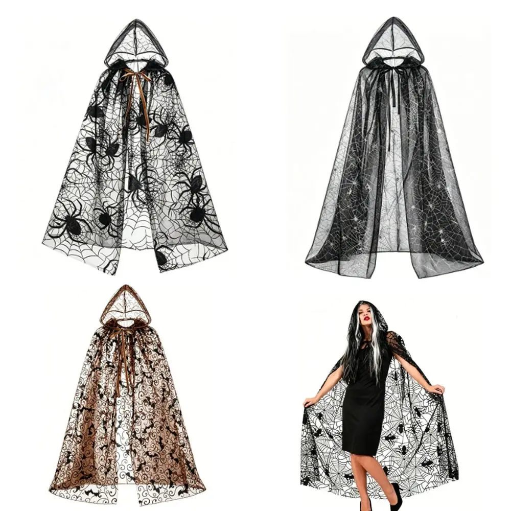 New Design with Oversized Hood Halloween Hooded Cloak Lace-up Vintage Overcoats Black Color Vintage Hooded Cape