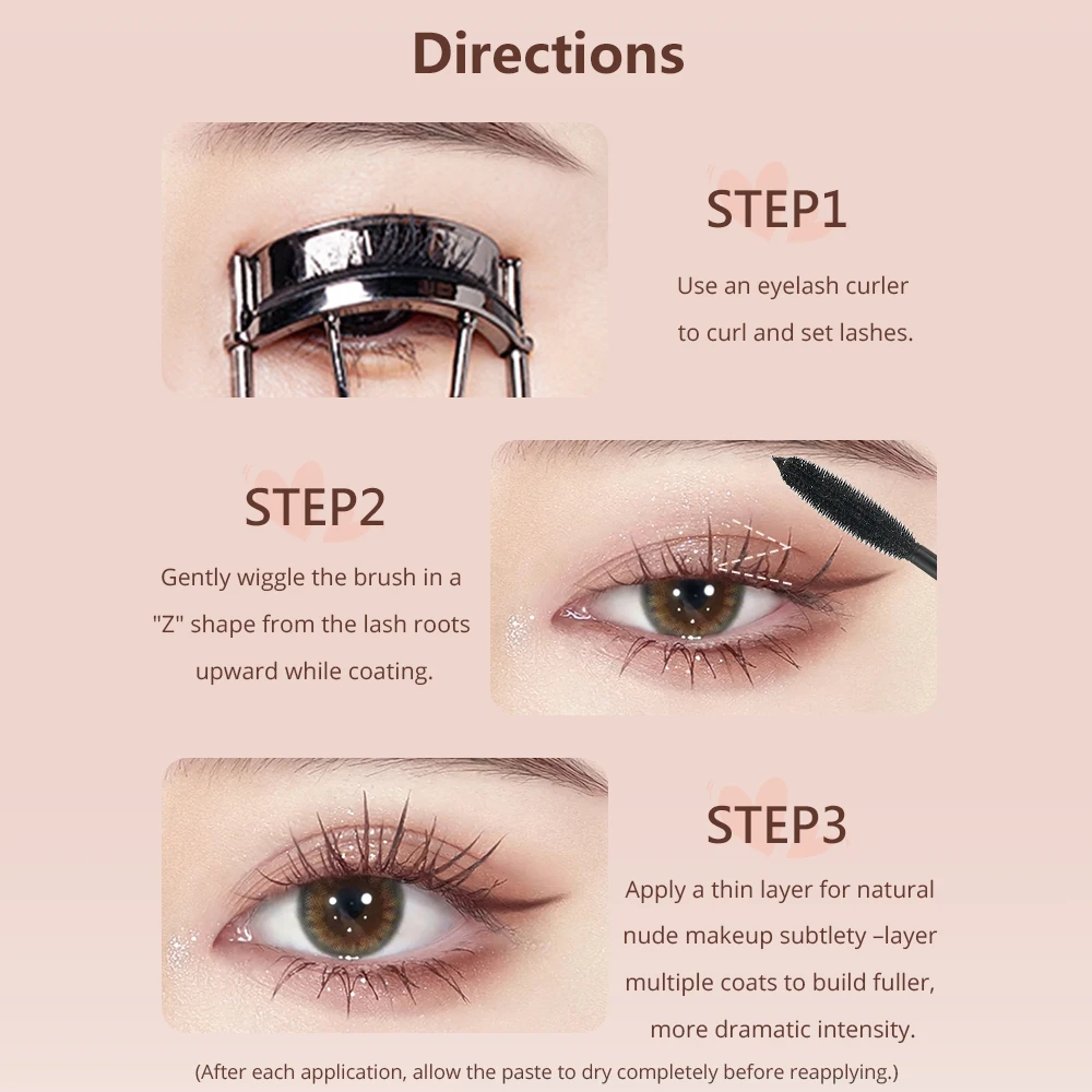 MACKANDY Mascara Curling Fórmula Volumizante y Alargamiento, Mascara Negra Constrible, Resistente a Golpes y Larga Resistente a Manchas