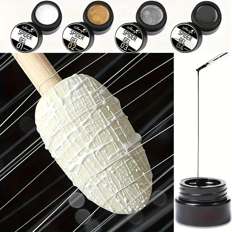 

4 упаковки, гель для рисования ногтей, эластичный лак для ногтей, гель-резьба, живопись, рисунок линий, 4 цвета