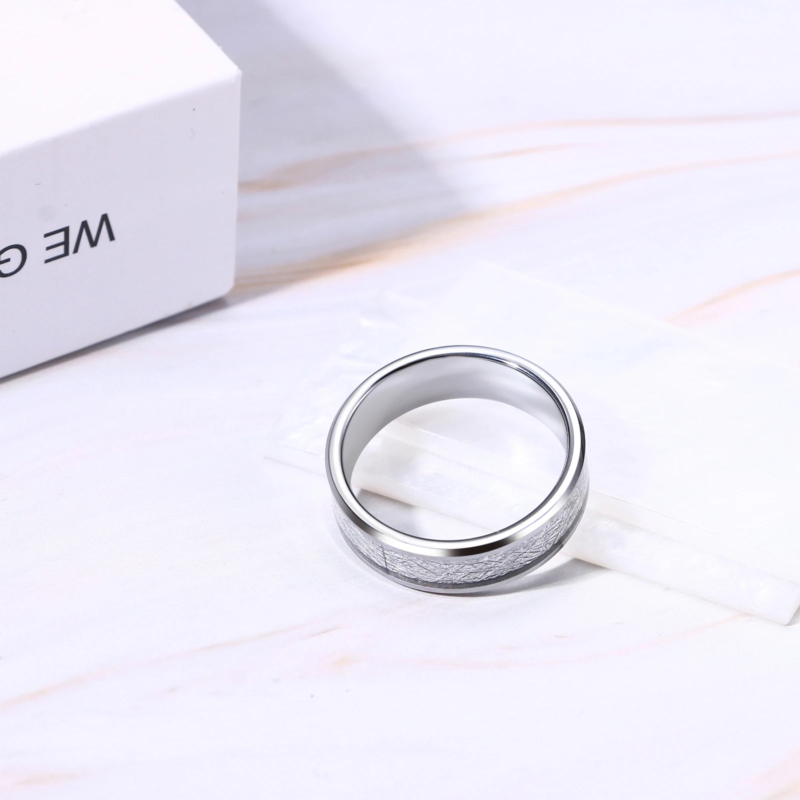 BONISKISS 8mm Comfort Fit Classic Men\'s Tungsten Carbide Ring Wedding Promise Band Men Wedding Promise Ring Valentine\'s Day Gift