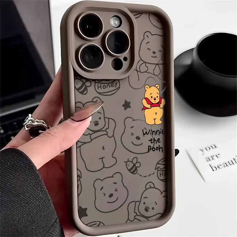 Disney Winnie Pooh Fat Cute Phone Case For iPhone 16 15 14 13 12 11 Pro Max XS Max X XR 7 8 15 Plus SE 2020 Soft Silicone Cover