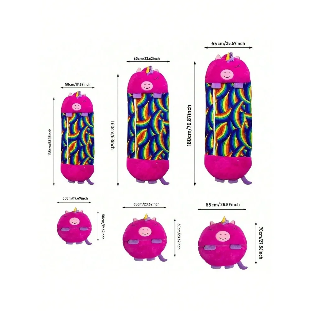 Kinder-Schlafsack mit Cartoon-Tier-Motiv, weicher Plüsch, fauler Schlafsack mit Puppenkissen für Jungen und Mädchen, Geburtstagsgeschenk, Baby-Schlafdecke