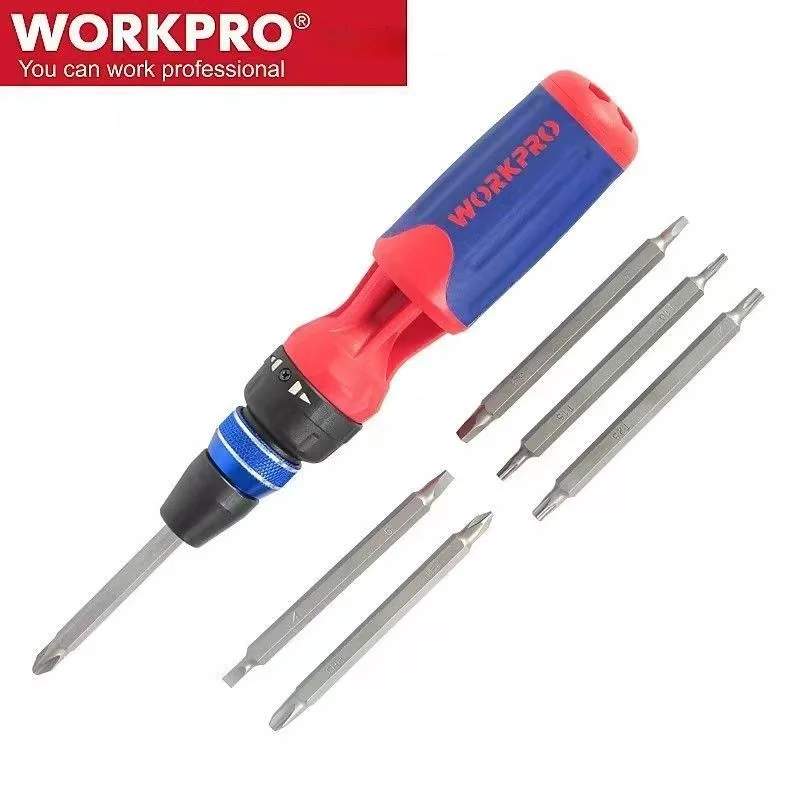 WORKPRO 12-in-1 Ratcheting Screwdriver S2 Bits 1/4